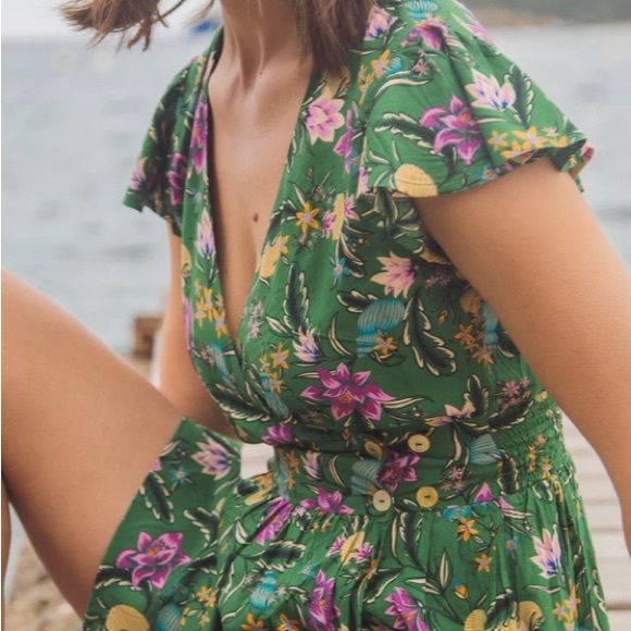 Adele Mini Dress Tamga Designs Wrap CottageCore Sustainable Small Business - Picture 3 of 6